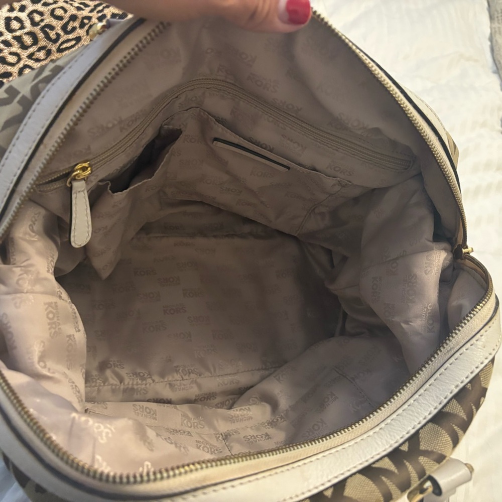 Michael Kors Tan and Brown Satchel with Monogram Print - Picture 4 of 10